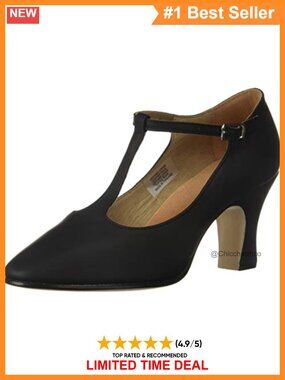 Chord T-Strap 3 Inch Heel Character Dance Shoes Leather